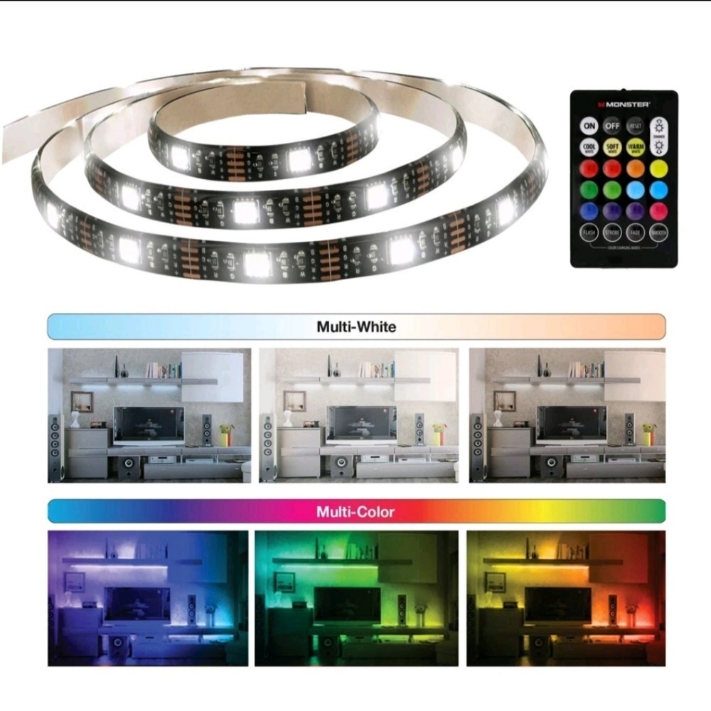 New Monster Multi-Color Multi-White LED Light Strip with Remote (MLB7-1027-BLK) - Picture 11 of 16